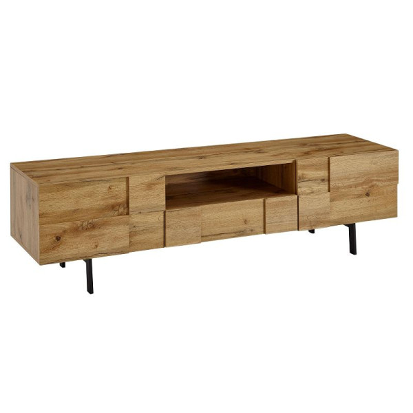 Wohnling Lowboard Holz Eiche-Dekor 160x46x43 cm TV-Kommode mit zwei Türen, Design TV-Schrank Hoch, Fernsehtisch Fernsehschrank Modern, WL6.581