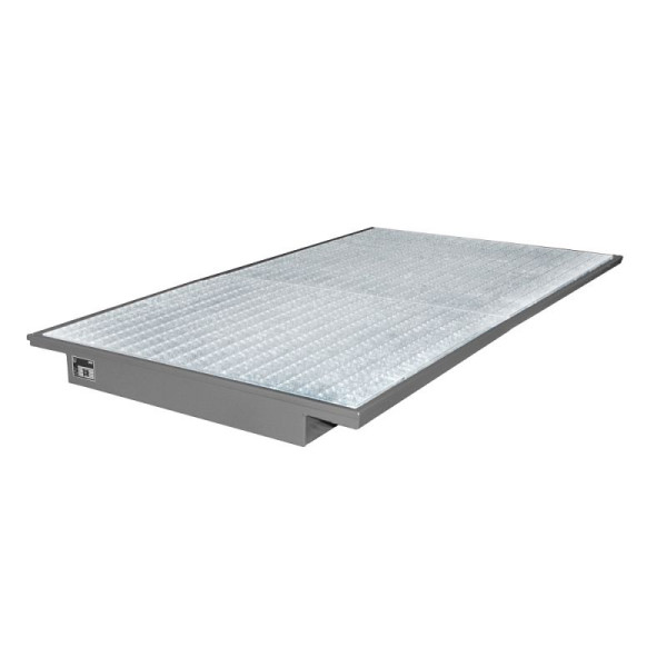 STEIN HGS Einhängewanne EHW, 3mm Stahlblech, verzinktes Gitterrost, 200 Liter, RAL 7005 mausgrau, Gesamthöhe 140 mm, lackiert, 79201.0011