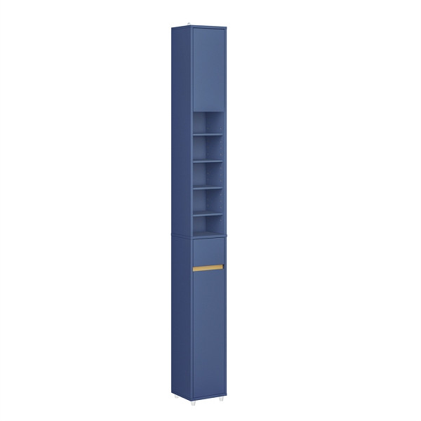 SoBuy Badezimmerhochschrank mit einer Schublade Blau 20x20x180 cm, Funktional, BZR34-II-B