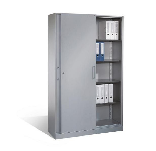 C+P Schiebetürenschrank Asisto, H1980xB1200xT435mm, Farbe: Weißaluminium, Bügelgriff, 5 OH, 142001-000 S10004