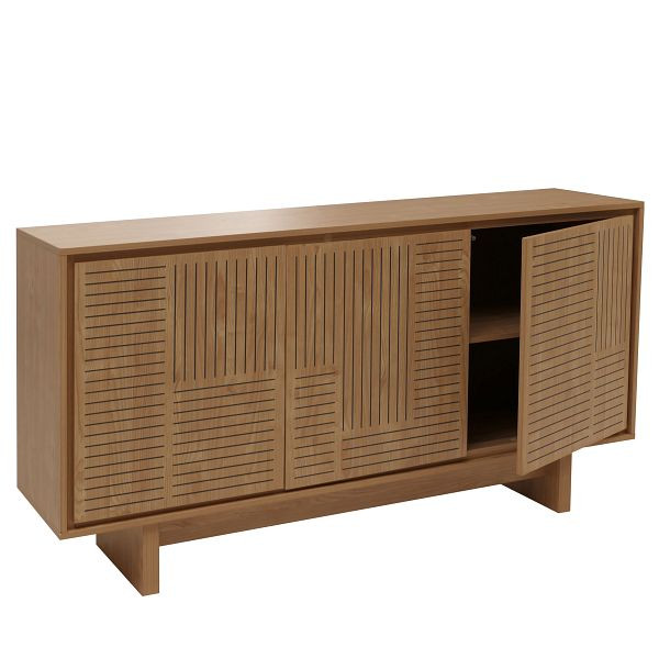 Mendler Sideboard HWC-O35, Schrank Highboard, 3 Türen Staufächer, Melamin 86x160x40cm, Ulme natur, 111914+111915