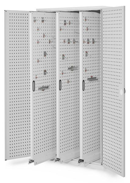 Kappes RasterPlan Vertikalschrank Modell 85, 1950 x 1000 x 600 mm, RAL 7035, Lochplattentür, 3 Auszüge Lochplatten, 1467.01.3013