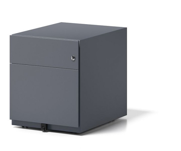 Bisley Rollcontainer Note mit Griff, 1 Universalschublade, 1 HR-Schublade 565 mm tief, anthrazitgrau, NWH79M7BF634