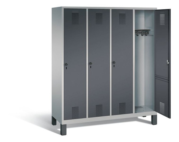 C+P Garderobenschrank Evolo, H1850xB1590xT500mm, Farbe: Weißaluminium / Anthrazitgrau, 48010-42 S10250