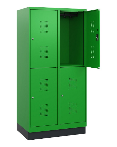 C+P Doppelstöckiger Spind Evolo PLUS, Sockel, 4 Fächer, 1630x800x500mm, 6037/603, Zylinderschloss, 0493205-22 S10077