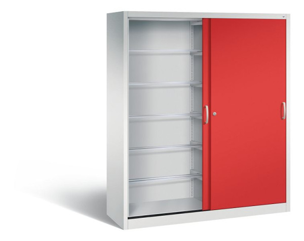 C+P Schiebetürenschrank Acurado, H1950xB1600xT500mm, Farbe: Lichtgrau / feuerrot, Bügelgriff, 2150-60 S10040