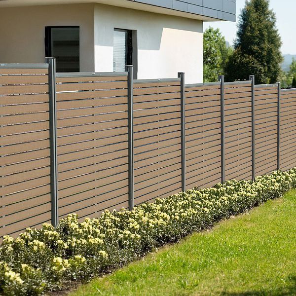 HOME DELUXE WPC Sichtschutzzaun ALIRA Teak, 4 x Element + 6 x Pfosten, 74804