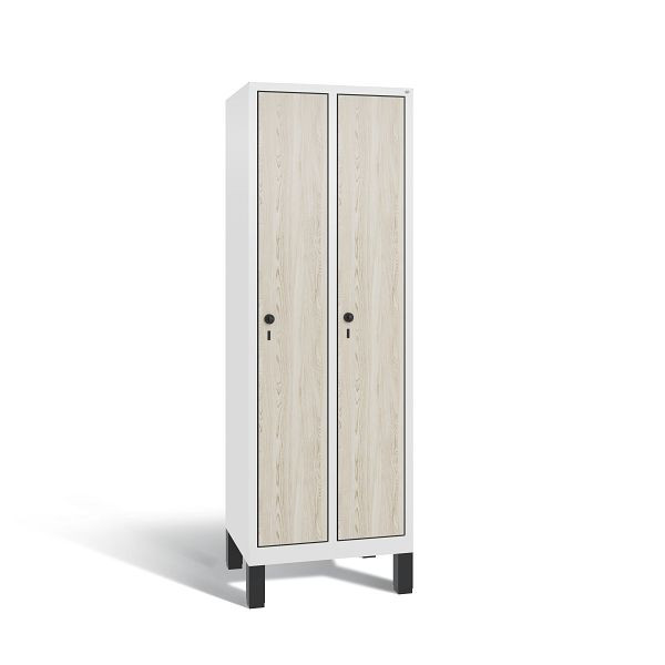 C+P Spind Evolo, 2 Abteile, H1850xB610xT500 mm, Weiß/MDF Esche, 48010-20 S10700