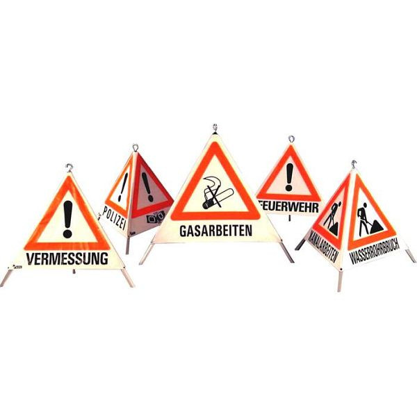 Stein HGS Faltsignal -Fold-, 700mm /1,8 kg, retro-reflektierend, ohne Zusatzgewicht, Gefahrenstelle (VZ 101), Arbeiten an Wasserleitungen, 36003-010105