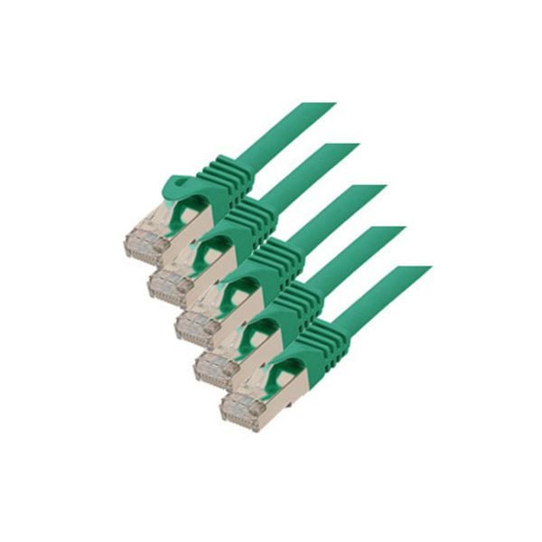 S-Conn RJ45 Patchkabel S/FTP, PIMF, Rohkabel CAT 7 Halogenfrei VE: 5 Stück, grün, 0,25m, 75511-0.25G-SET5