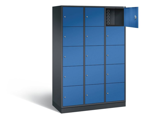 C+P XL-Schließfachschrank Intro, H1950xB1220xT490mm, Farbe: Schwarzgrau / Enzianblau, 8570-302 S10107
