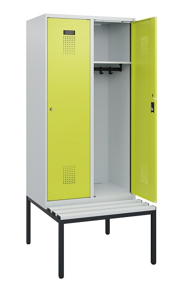 C+P Spind Evolo PLUS, 2 Abteile, 1950x800x815mm, 7035/0024, Zylinderschloss, Material Sitzfläche Kunststoff, Sitzbank, 0490505-22 S10096