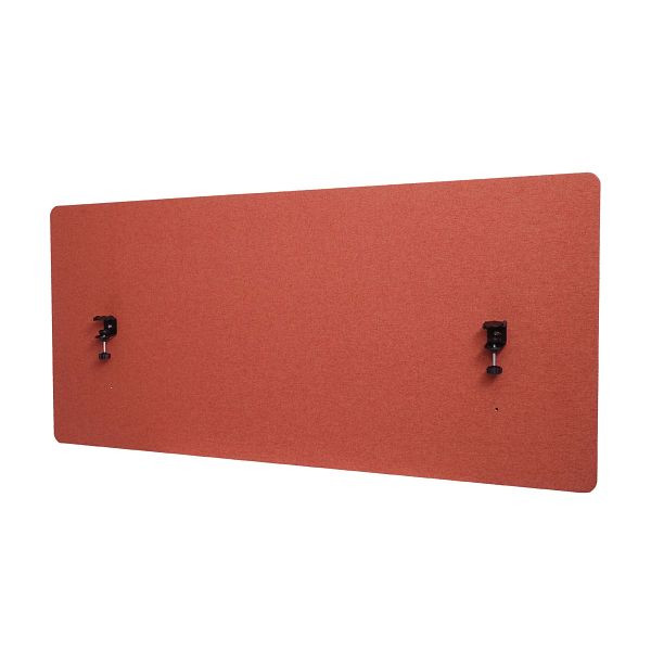 Mendler Akustik-Tischtrennwand HWC-G75, Büro-Sichtschutz Schreibtisch Pinnwand, doppelwandig Stoff/Textil, 60x140cm braun, 79525+71943