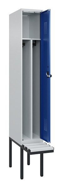 C+P Spind Evolo PLUS, 1 Abteile, 2120x300x815mm, 7035/5010, Haken 4, Drehriegel, Material Sitzfläche Kunststoff, 0490407-10F S10060