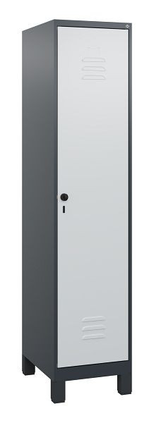 C+P Umkleidespind Classic PLUS mit Mitteltrennwand, Füße, 1800x400x500mm, 7016/7035, Drehriegel, 0800107-12F S10013