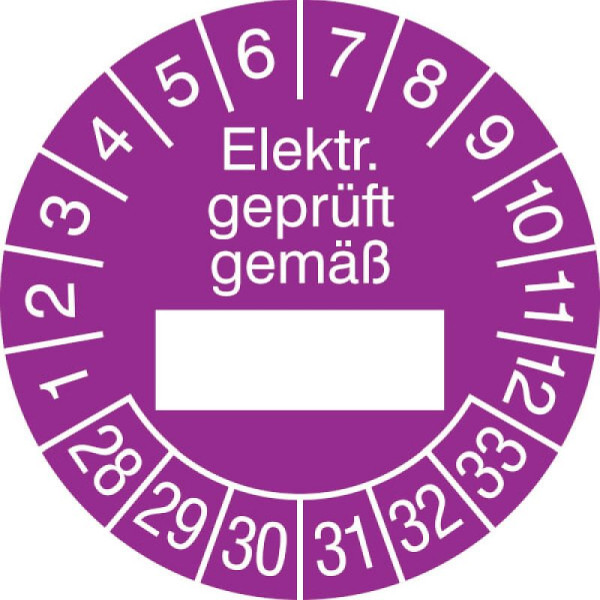 Stein HGS Prüfplaketten mit Jahresfarbe (6 Jahre), violett, 2028-2033, 31.0799-28