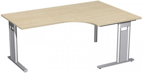geramöbel PC-Schreibtisch rechts starr, C Fuß Blende optional, 1800x1200x720, Ahorn/Silber, N-648309-AS