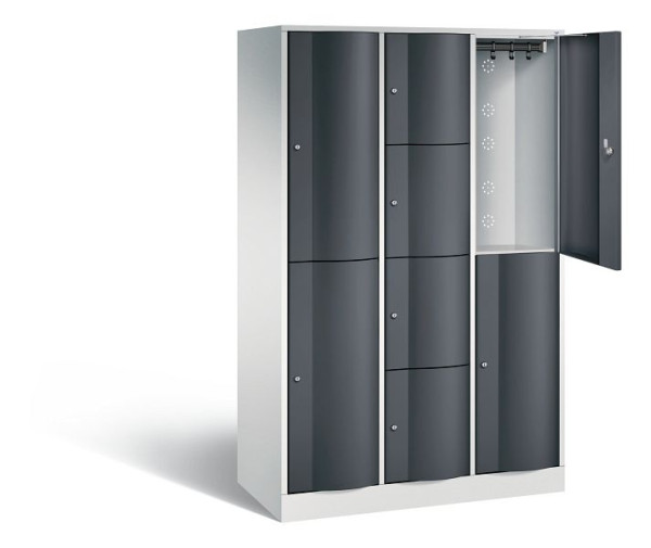 C+P Kombi-Schließfachschrank Resisto, H1950xB1148xT540mm, Farbe: Lichtgrau / Schwarzgrau, 8070-3722 S10026