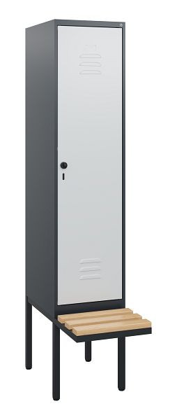 C+P Umkleidespind Classic PLUS, 1950x400x815mm, 7016/7035, Drehriegel, Buche-Sitzleisten, 0800405-12 S10013