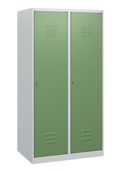 C+P Umkleidespind Classic PLUS, 2 Abteile, 1530x800x500mm, 7035/6011, Zylinderschlösser, 0800005-22 S10017