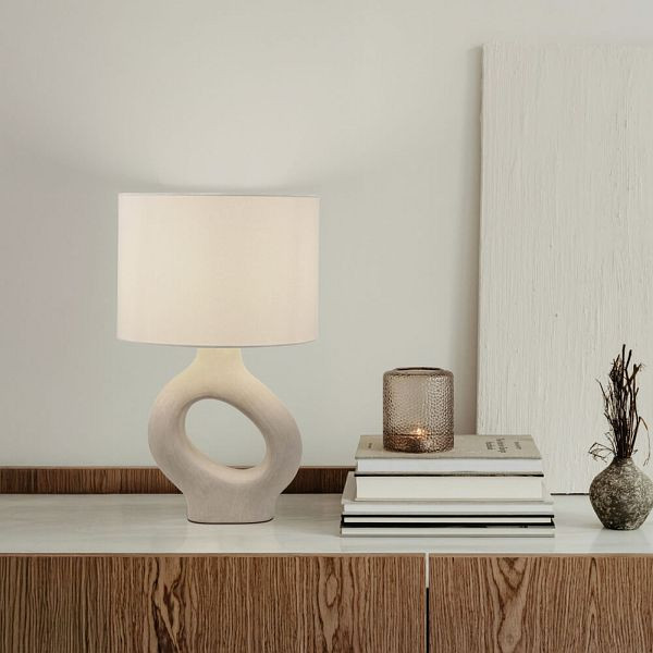HOME DELUXE Große Tischlampe asymmetrisch LOLA, Beige, 61131
