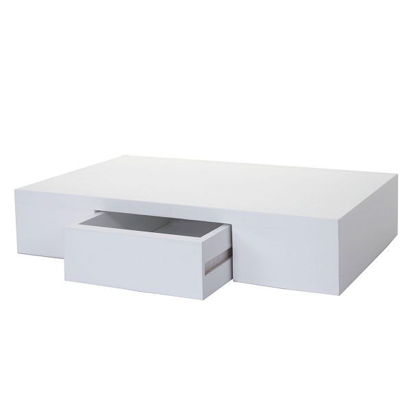 Mendler Wandregal Oise, Regal Hängeregal mit Schublade, 40cm, weiß, 60982