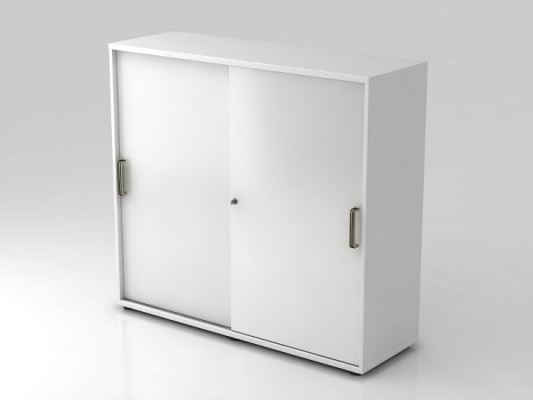 Hammerbacher Schiebetürschrank 3OH 120cm Streifengriff Weiß/Weiß, 120x40x110 cm (BxTxH), V1753S/W/W/SG