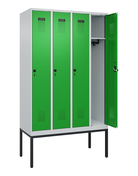 C+P Spind Evolo PLUS, Gestell, 4 Abteile, 2120x1200x500mm, 7035/6037, Verschluss Drehriegel, Ablageböden 4, 0490307-40 S10011