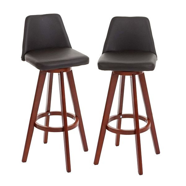 Mendler 2er-Set Barhocker HWC-C43, Barstuhl Tresenhocker, Holz Kunstleder drehbar MVG-zertifiziert, braun, 2x40570