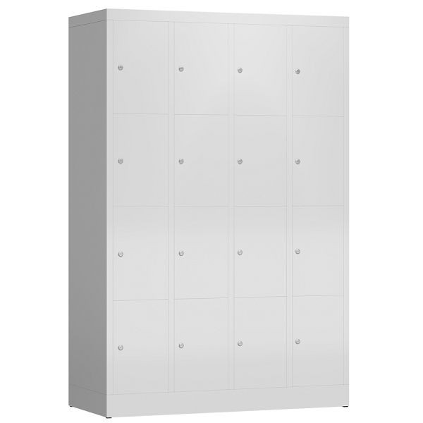 Lüllmann ClassiX Schließfachschrank, 4 Abteile à 4 Fächer, 1800 x 1185 x 500 mm, lichtgrau, X-520440