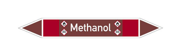 Schilder Klar Rohrleitungskennzeichen Methanol, 187x26 mm Folie selbstklebend, 101651/31