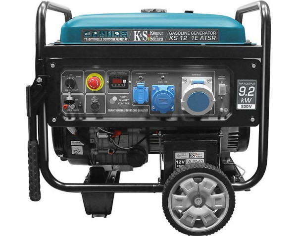 Könner & Söhnen 9200W Benzin E-start Stromerzeuger, 1x63A(230V)/1x32A(230V)/1x16A(230V), 12V, ATS-Anschluss, Voltregler, Anzeige, KS 12-1E ATSR