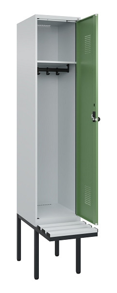 C+P Spind Evolo PLUS, 1 Abteile, 2120x400x815mm, 7035/6011, Haken 4, Drehriegel, Material Sitzfläche Kunststoff, 0490407-12 S10064