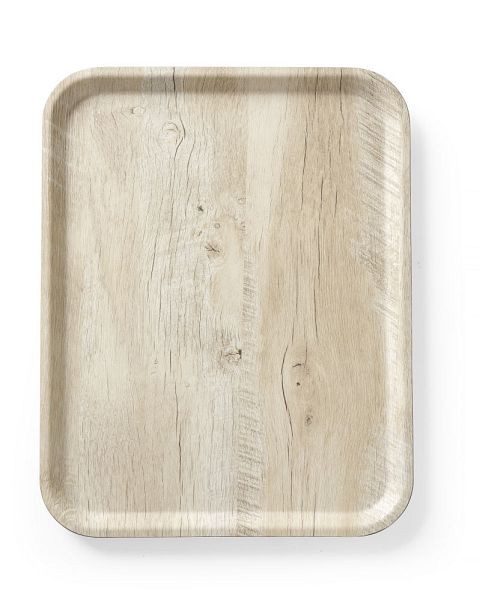 Hendi Serviertablett aus Melamin mit Holzoptik, 330 mm, Holz hell, 508862