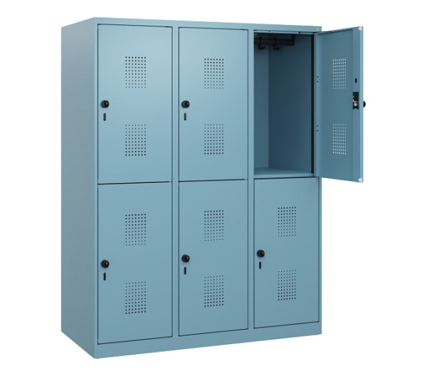 C+P Doppelstöckiger Spind Evolo PLUS, 6 Fächer, 1530x1200x500mm, 0010/0010, Drehriegel, 0493005-32 S10025