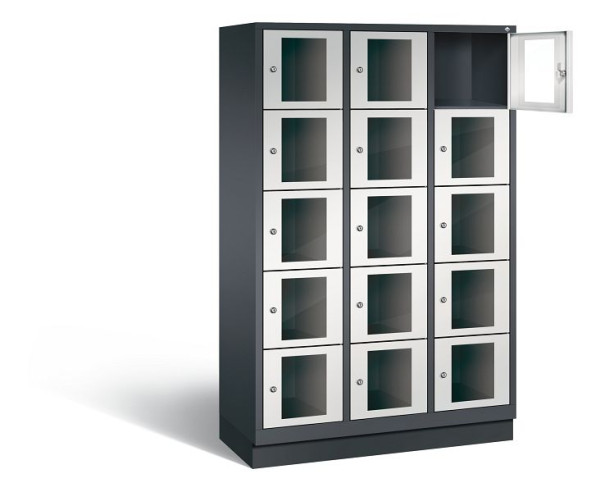 C+P Schließfachschrank Classic, H1800xB1200xT500mm, Farbe: Schwarzgrau / Lichtgrau, 8020A325 S10014