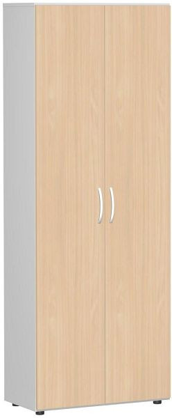 geramöbel Flügeltürenschrank mit Standfüßen, inkl. Türdämpfer, nicht abschließbar, 800x420x2160, Buche/Lichtgrau, S-386002-BL