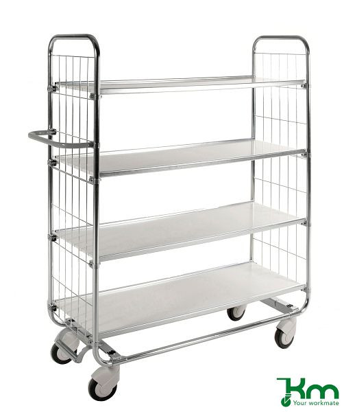 Kongamek Kommissionierwagen Serie 8000, 1395 x 470 x 1590 mm, 4 Böden, KM8000-4XL-CL