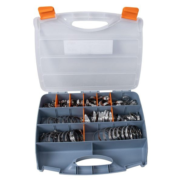 RepTools Basic Schlauchschellen-Satz, Spannweite 8-60 mm, Bandbreite 9 mm, Edelstahl W2, 110 Stk, XXL-124461