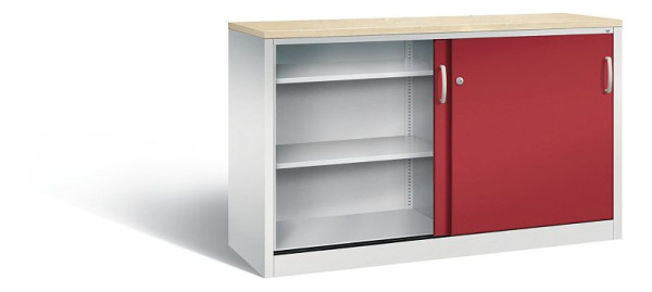 C+P Sideboard mit Schiebetüren Acurado, H1000xB1600xT500mm, Farbe: Lichtgrau / Rubinrot, Bügelgriff, 2156-00 S10150