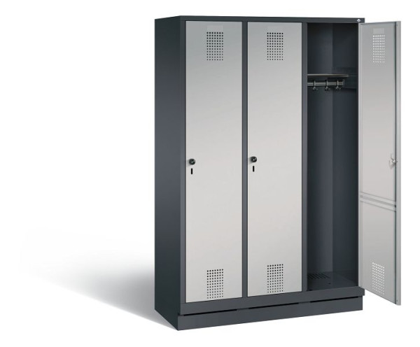 C+P Garderobenschrank Evolo, H1800xB1200xT500mm, Farbe: Schwarzgrau / Weißaluminium, 48020-32 S10092