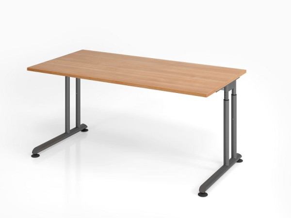 Hammerbacher Schreibtisch ZS16, 160 x 80 cm, Platte: Nussbaum, 25 mm dick, ABS-Dickkante, Rechteckform, Graphit, VZS16/N/G