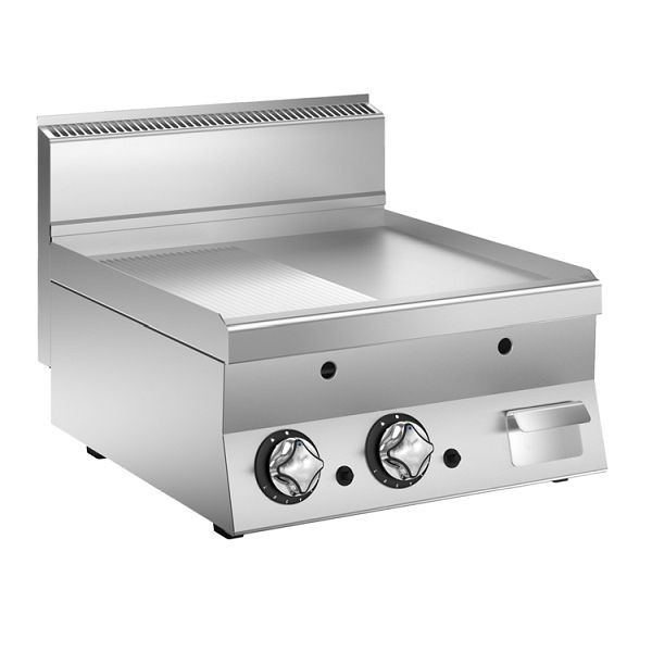 Mareno M1-600 Gas-Grillplatte mit halb glatter/geriffelter Edelstahlplatte, 80cm, 161.057