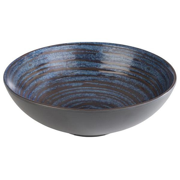 APS Schale -LOOPS-, Ø 20,5 cm, Höhe: 6,5 cm, Melamin, innen: Dekor, dunkelblau, außen: dunkelgrau, 85029