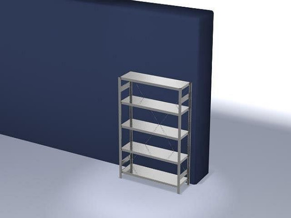 hofe Fachboden-Grundregal, 2000x400x1300 mm, 5 Fachebenen, verzinkt, 215 kg Fachlast, 1600 kg Feldlast, einseitige Bedienung, HZG20413XM