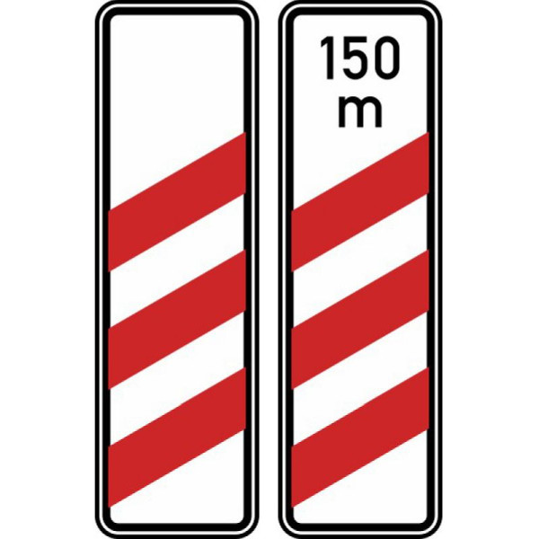 Stein HGS Dreistreifige Bake (Aufstellung rechts), RA2, Flachform 2 mm, mit Entfernungsangabe 150 m, 157-11-21