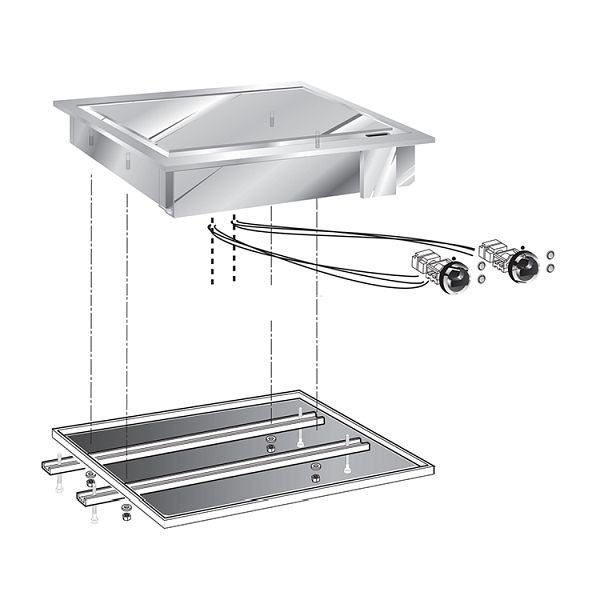 Gastro-Inox drop-in Grillplatte mit verchromte Backfläche, 60cm, 160.535