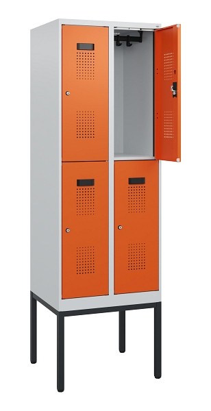 C+P Doppelstock-Spind Evolo PLUS, Gestell, 4 Fächer, 1950x600x500mm, 7035/2004, Zylinderschloss, 0493305-20 S10022