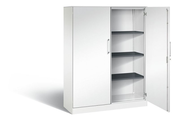 C+P Flügeltürenschrank Asisto, H1635xB1200xT435mm, Farbe: Verkehrsweiß, Bügelgriff, 4 OH, 141011-000 S10067