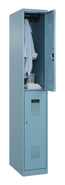 C+P Doppelstöckiger Spind Evolo PLUS, 2 Fächer, 1850x300x500mm, 0010/0010, Zylinderschloss, 049300-10 S10048